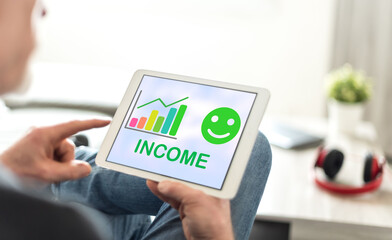 Income growth concept on a tablet