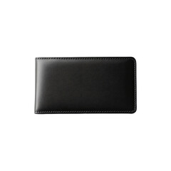 Classic Black Leather Wallet with Smooth Texture Isolated on White Background
