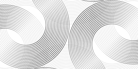 Abstract gold circle lines on dark background. Geometric stripe line art design.