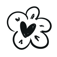 Hand Drawn flower heart Decorative elements for design Vector illustration