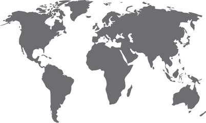 Obraz premium A grey world map illustration showing continents against a plain white background design