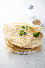 Vegan flatbreads with tomato sauce