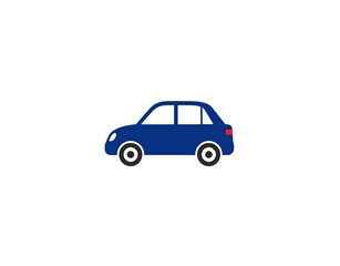 Obraz premium Side profile of a simple blue cartoon car a flat 2D graphic illustration of a passenger vehicle with a red taillight.