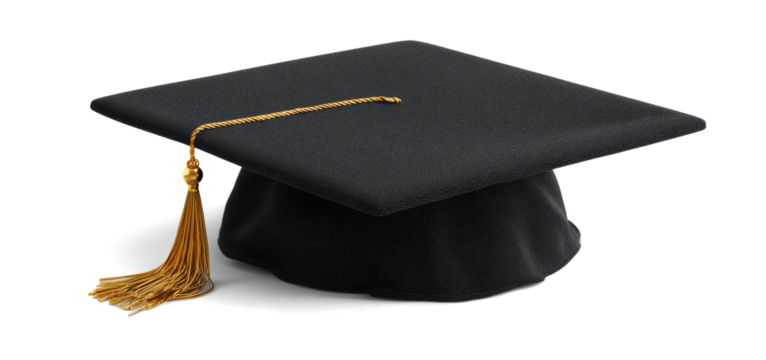 black graduation cap with a golden tassel on a transparent background
- Powered by Adobe