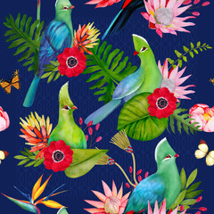 Exotic night medley with birds and flowers