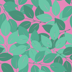 leaves Seamless Pattern. Green leaves vector floral background. Print design for textiles. Fashion prints summer spring