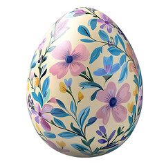 Painted Easter egg with pastel colors and floral patterns, isolated PNG.