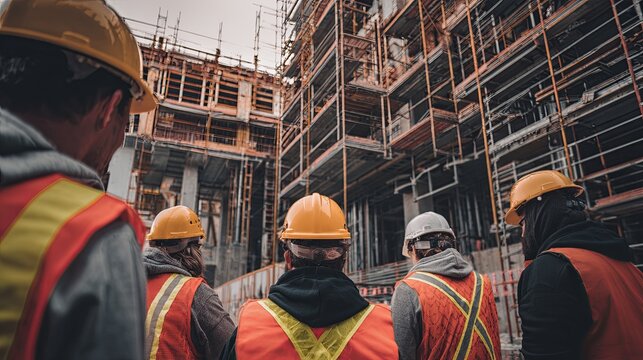 Construction Workers Inspecting Building Site - Powered by Adobe