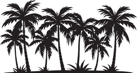 Tropical palm tree silhouettes against a summer sky, perfect for a beach vacation design