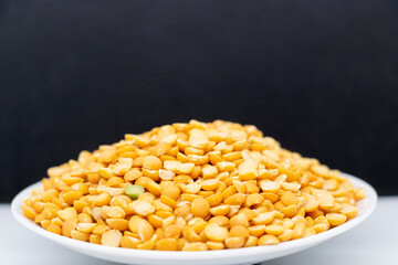 Pigeon pea, Split Chickpeas or Gram pulse seeds Perfect for recipe, catalogue, design element, or any commercial purposes isolated on background