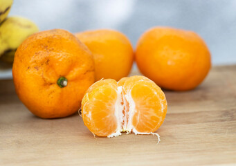 Ripe Orange or Citrus or tangerina and peeled fruit With clipping path. Full depth of field