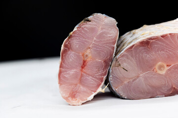 Rohu fish isolated on black background.