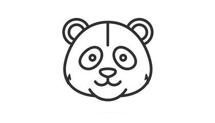 Simple black line drawing of a panda head