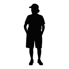 Obraz premium Boy with baseball cap and shorts silhouette t-shirt