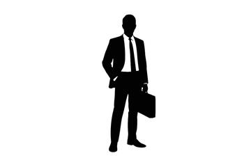 Businessman holding briefcase silhouette person