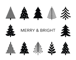 Obraz premium Minimalist Christmas tree icon silhouettes in vector