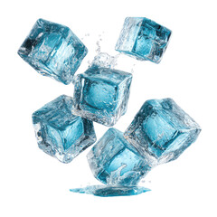 Fototapeta premium High-Quality Ice Cubes Splashing Isolated On White