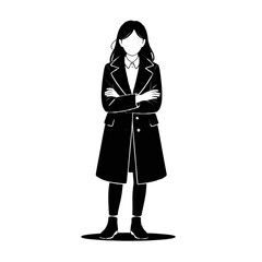 Confident Woman in Long Coat silhouette person