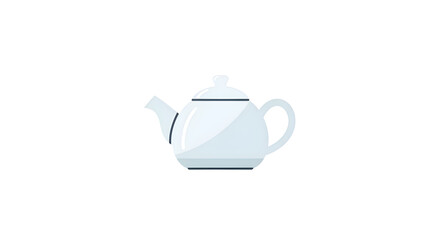 Flat icon of a white teapot with a short spout, minimalist style, clean white background