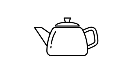 Flat simple icon of a teapot with a short spout, minimalist style, clean white background