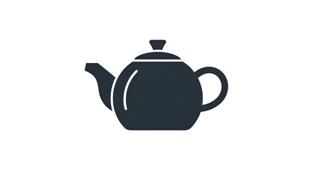 Flat icon of a black teapot with a short spout, minimalist style, clean white background