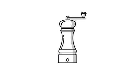Simple icon of a pepper grinder, simple and elegant look, clean white background