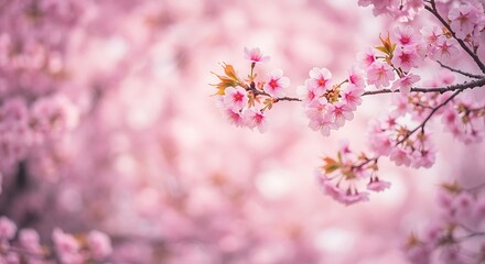 Obraz premium Blooming Cherry Blossoms in Soft Pink and White, Capturing the Ephemeral Beauty of Springtime Flora