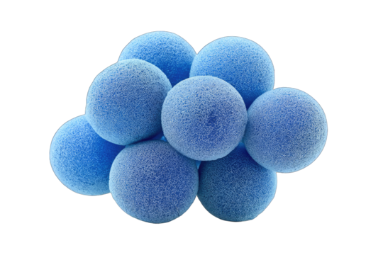 Cluster of light-blue, fuzzy spheres