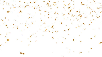 gold metallic confetti rain isolated on transparent background, png golden birthday party and anniversary celebration overlay social media design element	