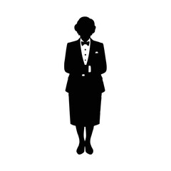 Woman in formal attire with bow tie silhouette formal wear