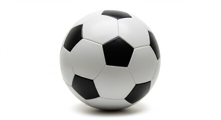 Fototapeta premium 白黒サッカーボール鮮やか影 明るい背景で輝く. AI Generated