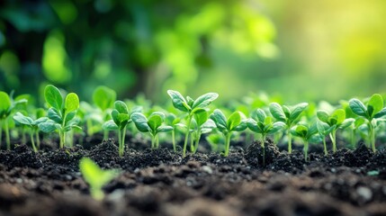 Vibrant Green Seedlings in Rich Soil: A Symbol of New Growth and Life