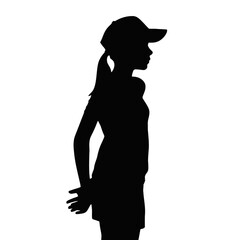 Young Woman Wearing Baseball Cap silhouette person
