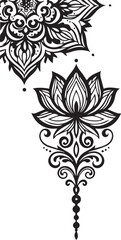 Fototapeta premium Floral ornament divider with lotus and vine elements, mandala-inspired, 