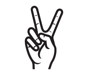 Obraz premium Hand showing peace sign – vector illustration in black and white.