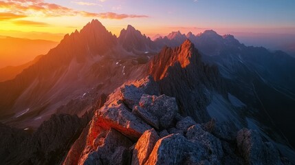 Majestic Sunset Over the Dolomites: A Breathtaking Panorama