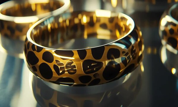 Close-up of a gold-and-black patterned ring