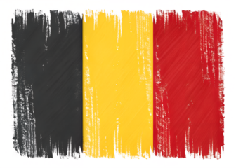 Belgian Flag Illustration with Brushstroke Texture - National Pride Design