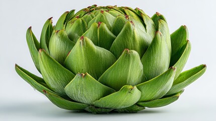 Fresh green artichoke vegetable studio photography minimalist background close-up view culinary concept