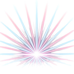 Obraz premium Vibrant abstract burst radiates light, featuring pink and blue hues against a stark transparent background, creating a dynamic star effect.