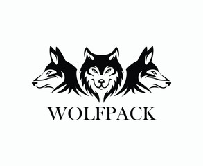 Three Wolves Heads Logo Design