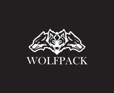 Detailed Wolfpack Heads Logo on Black background