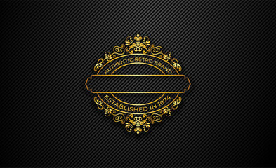 black and gold badge empty text logo