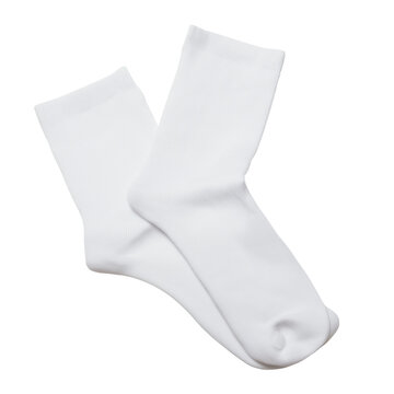 Two pristine white socks isolated on white background