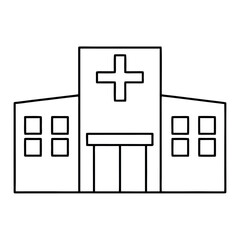 Obraz premium Hospital Building Outline with Cross Vector Illustration for Medical Designs