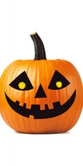 Spooky Halloween Pumpkin Head with Bright Yellow Glowing Lights for October Fest Celebrations