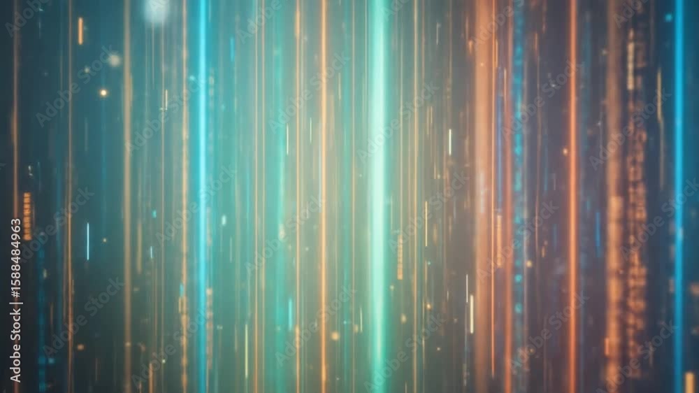 Wall mural dynamic digital rain background with glowing lines and data streams for technology projects