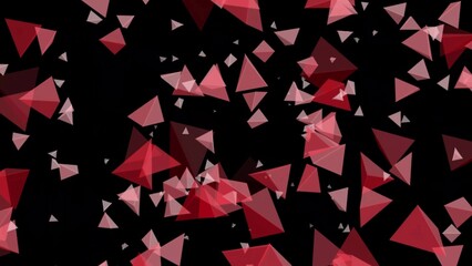 Red and Transparent Geometric Pyramids Floating on Black Background