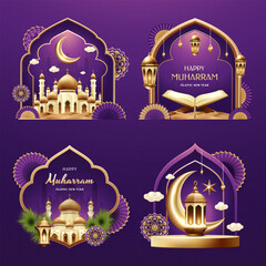 Islamic New Year Celebration Realistic Mini Compositions Collection © Macrovector