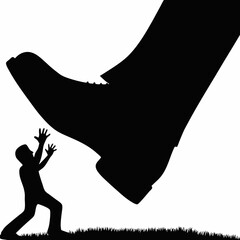 Overpowered Person Silhouette  Big Boot Symbol of Tyranny

